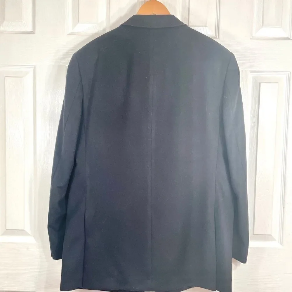 100% BLACK WOOL 2 BUTTON BLAZER by M&S Size 44L